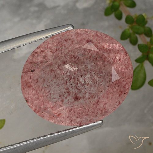 8.89ct 天然 紫がかったレッド ストロベリークォーツ, 楕円形, 半透明