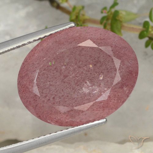 15.08ct 天然 ディープピンク ストロベリークォーツ, 楕円形, 半透明