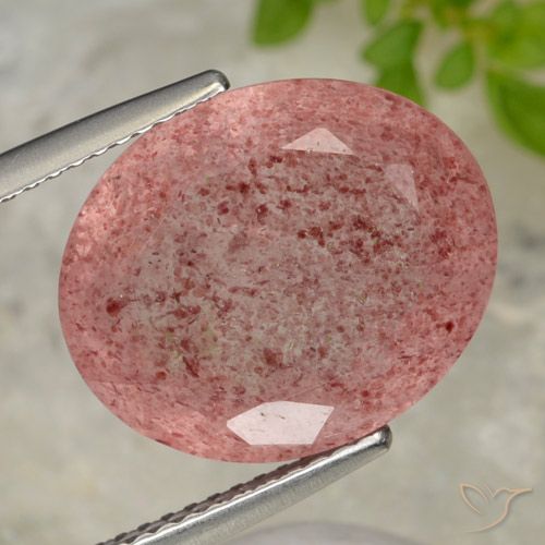 10.28ct 天然 オレンジピンク ストロベリークォーツ, 楕円形, 半透明