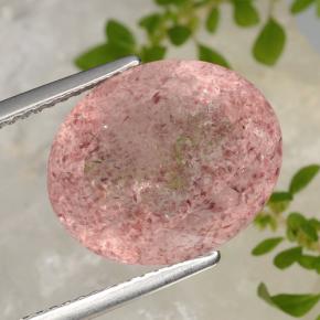 9.40カラットの天然ライトローズピンクストロベリークォーツ、オーバルカット、半透明