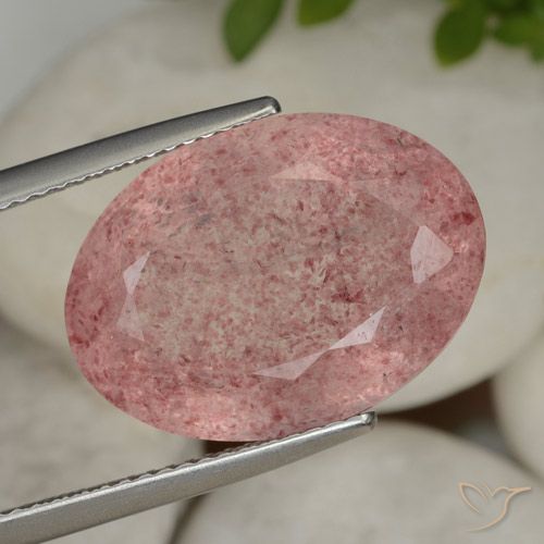 14.16ct 天然 濃いピンク ストロベリークォーツ, 楕円形, 半透明