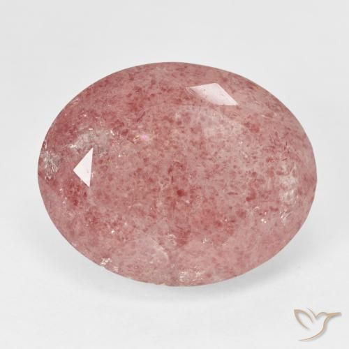 20.31ct 天然 ミディアムピンク ストロベリークォーツ, 楕円形, 半透明