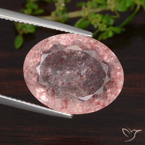 12.52ct 天然 濃いピンク ストロベリークォーツ, 楕円形, 半透明