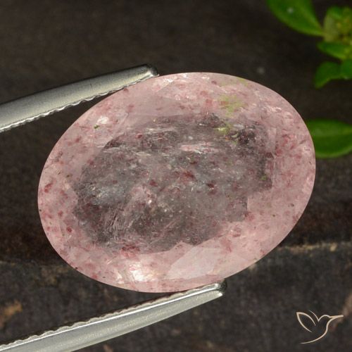 7.80ct 天然 ライトピンク ストロベリークォーツ, 楕円形, 半透明