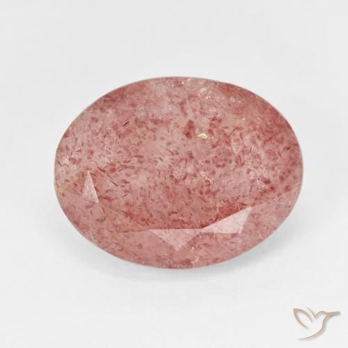 7.35ct 天然 ミディアムピンク ストロベリークォーツ, 楕円形, 半透明