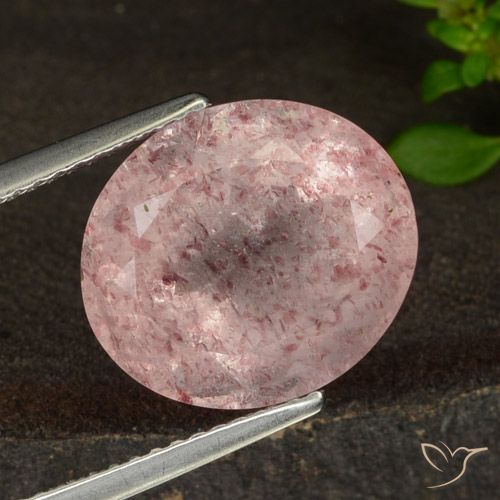 7.37ct 天然 ライトピンク ストロベリークォーツ, 楕円形, 半透明
