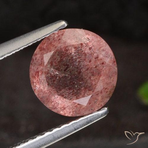 1.98ct 天然 ダークピンク ストロベリークォーツ, ラウンド, 半透明
