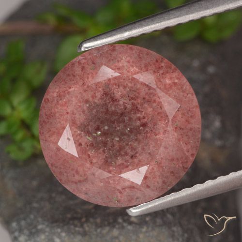 4.73ct 天然 濃いローズピンク ストロベリークォーツ, ラウンド, 半透明