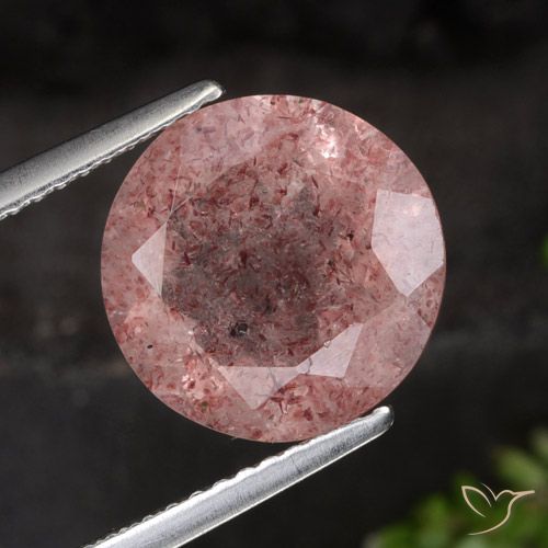 4.28ct 天然 ディープピンク ストロベリークォーツ, ラウンド, 半透明