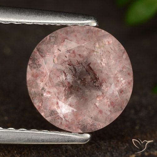1.97ct 天然 アーシーピンク ストロベリークォーツ, ラウンド, 半透明
