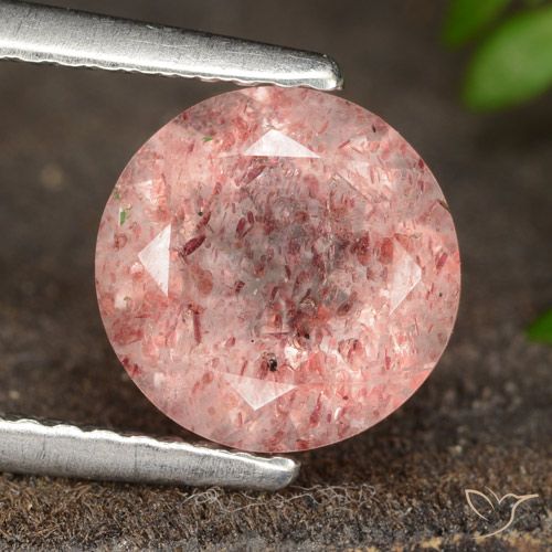 1.84ct 天然 天道虫の赤色 ストロベリークォーツ, ラウンド, 半透明