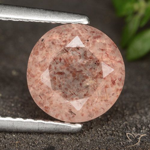 1.75ct 天然 オレンジピンク ストロベリークォーツ, ラウンド, 半透明