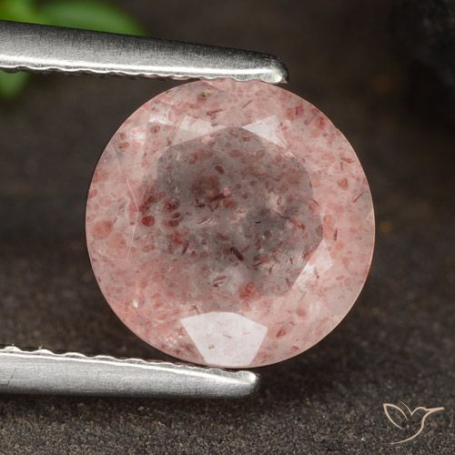 1.78ct 天然 アーシーピンク ストロベリークォーツ, ラウンド, 半透明