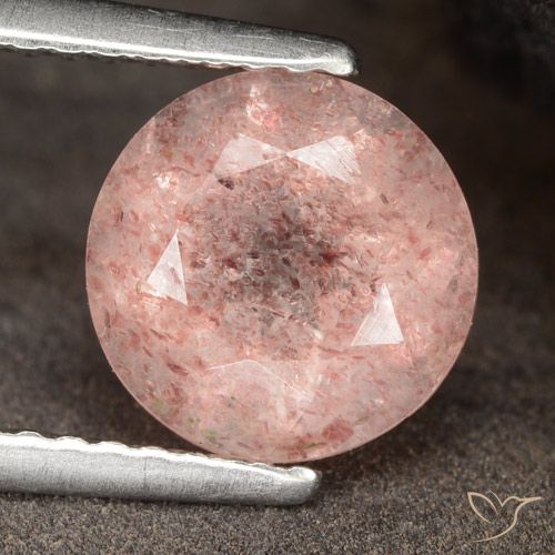 1.88ct 天然 フラミンゴピンク ストロベリークォーツ, ラウンド, 半透明