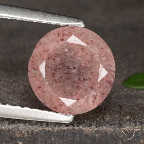 1.72ct 天然 ライトローズピンク ストロベリークォーツ, ラウンド, 半透明