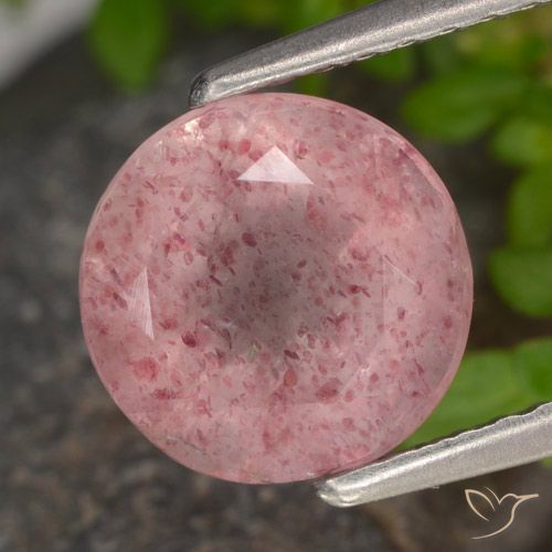 1.90ct 天然 ミディアム薄いピンク ストロベリークォーツ, ラウンド, 半透明