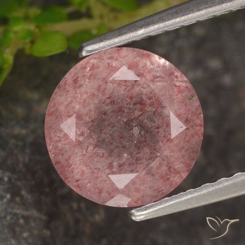 1.72ct 天然 ローズピンク ストロベリークォーツ, ラウンド, 半透明