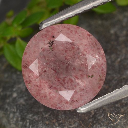 1.64ct 天然 ローズピンク ストロベリークォーツ, ラウンド, 半透明