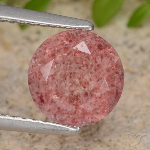 1.76ct 天然 ミディアムピンク ストロベリークォーツ, ラウンド, 半透明