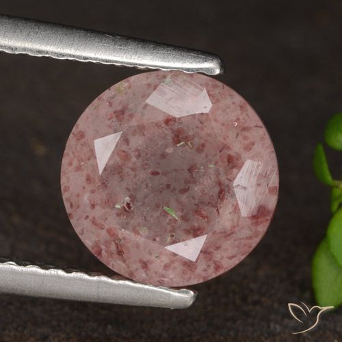 1.64ct 天然 ミディアムピンク ストロベリークォーツ, ラウンド, 半透明