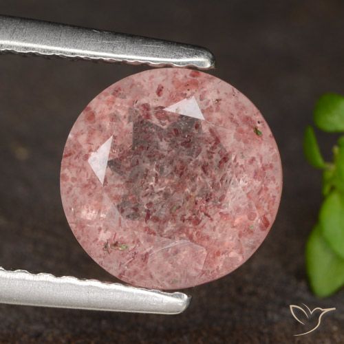 1.69ct 天然 ライトローズピンク ストロベリークォーツ, ラウンド, 半透明