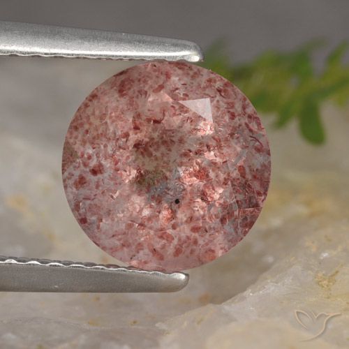 1.88ct 天然 ローズピンク ストロベリークォーツ, ラウンド, 半透明