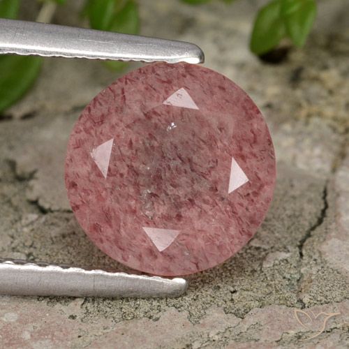 1.89ct 天然 ミディアムピンク ストロベリークォーツ, ラウンド, 半透明