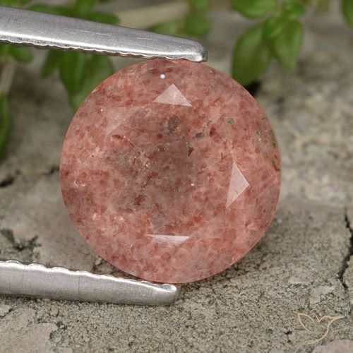 1.76ct 天然 ダークピンク ストロベリークォーツ, ラウンド, 半透明