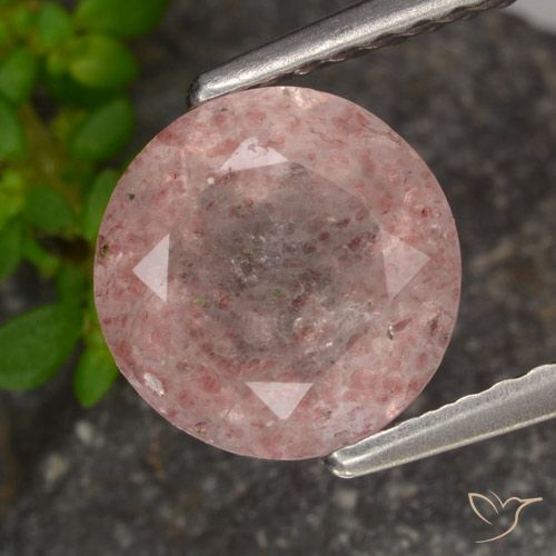 1.62ct 天然 薄いバブルガムピンク ストロベリークォーツ, ラウンド, 透明