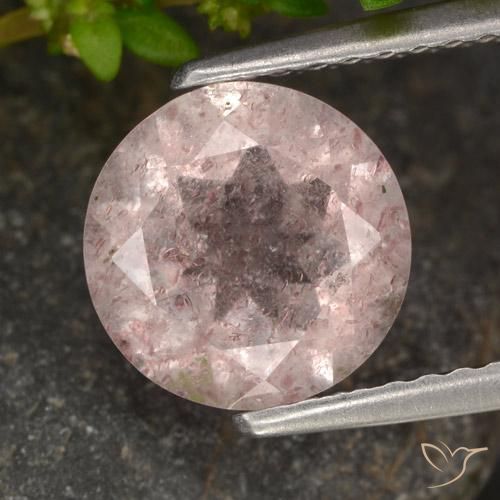 1.65ct 天然 ライトローズピンク ストロベリークォーツ, ラウンド, 半透明
