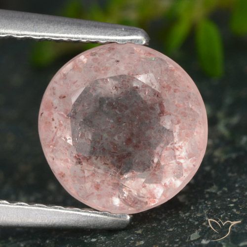 1.85ct 天然 ライトピンク ストロベリークォーツ, ラウンド, 半透明