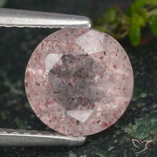 1.56ct 天然 ライトピンク ストロベリークォーツ, ラウンド, 半透明