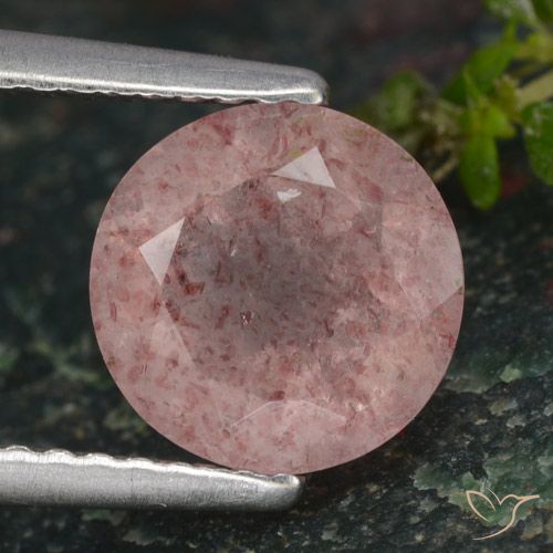 1.59ct 天然 ライトピンク ストロベリークォーツ, ラウンド, 半透明
