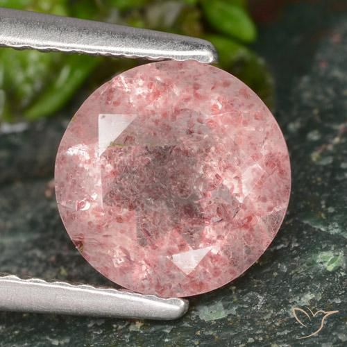 1.62ct 天然 ライトピンク ストロベリークォーツ, ラウンド, 半透明