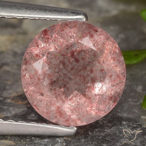 1.81ct 天然 ミディアムピンク ストロベリークォーツ, ラウンド, 半透明