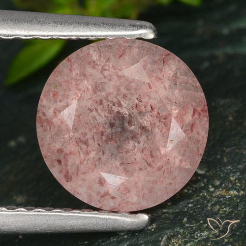 1.83ct 天然 ライトピンク ストロベリークォーツ, ラウンド, 半透明
