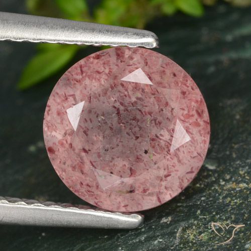 2.10ct 天然 ミディアムピンク ストロベリークォーツ, ラウンド, 半透明