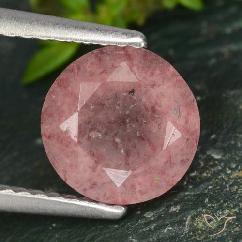 1.74ct 天然 ピンクトーン ストロベリークォーツ, ラウンド, 半透明