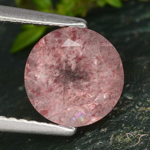 1.96ct 天然 ローズピンク ストロベリークォーツ, ラウンド, 半透明