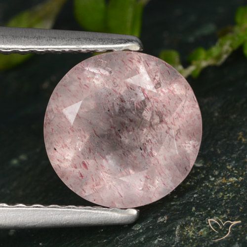 1.78ct 天然 ライトピンク ストロベリークォーツ, ラウンド, 半透明