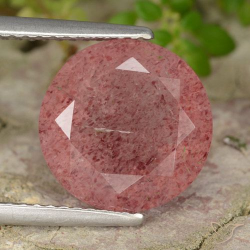 4.49ct 天然 ミディアムピンク ストロベリークォーツ, ラウンド, 半透明