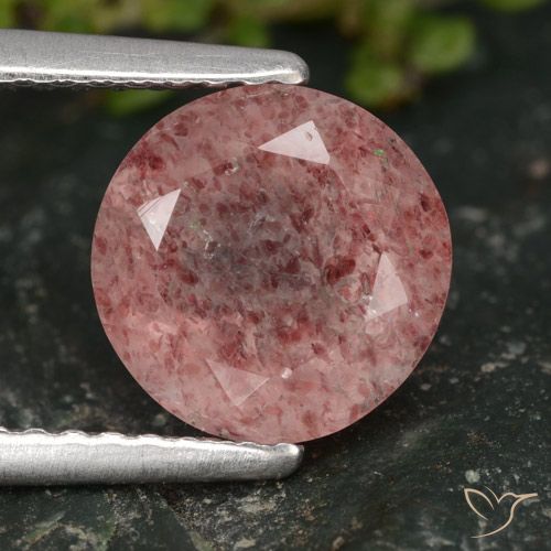 1.93ct 天然 ミディアムピンク ストロベリークォーツ, ラウンド, 半透明