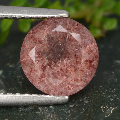 1.80ct 天然 ミディアムピンク ストロベリークォーツ, ラウンド, 半透明