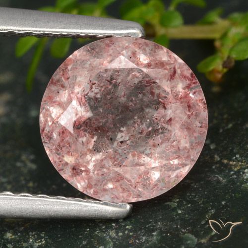 2.01ct 天然 ライトピンク ストロベリークォーツ, ラウンド, 半透明