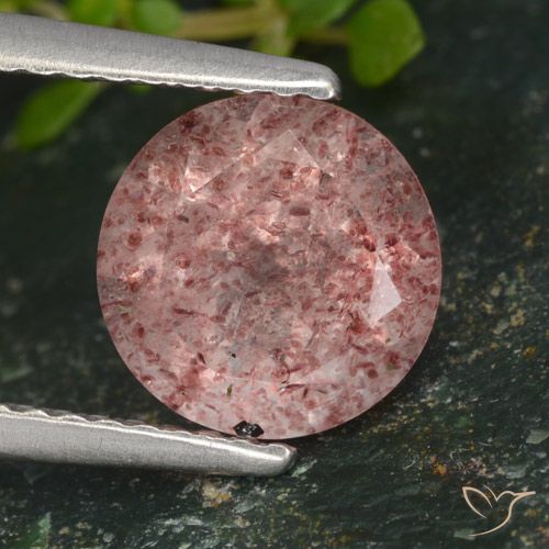 1.67ct 天然 ディープピンク ストロベリークォーツ, ラウンド, 半透明
