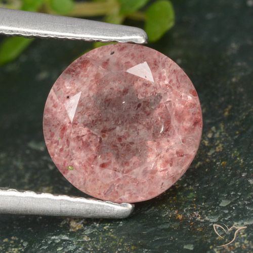 1.80ct 天然 アーシーピンク ストロベリークォーツ, ラウンド, 半透明