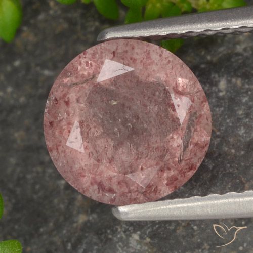 1.68ct 天然 ミディアムピンク ストロベリークォーツ, ラウンド, 半透明