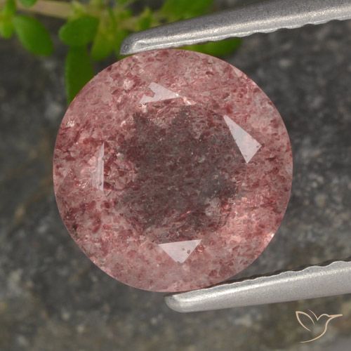 1.78ct 天然 ローズピンク ストロベリークォーツ, ラウンド, 半透明
