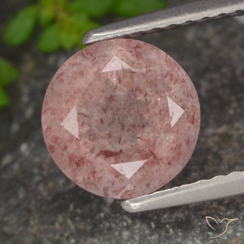 1.85ct 天然 ライトピンク ストロベリークォーツ, ラウンド, 半透明