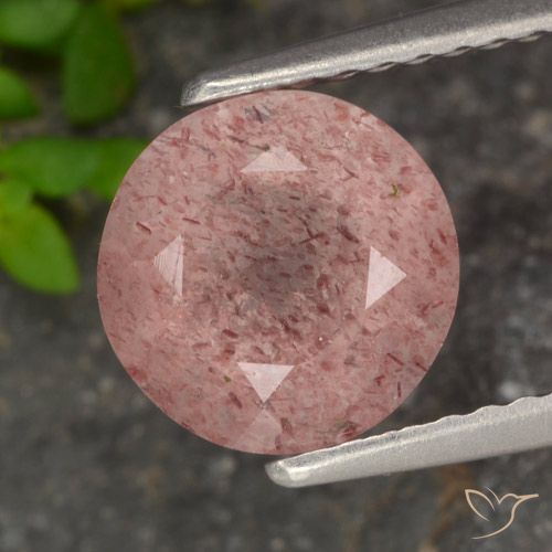 1.80ct 天然 アーシーピンク ストロベリークォーツ, ラウンド, 半透明